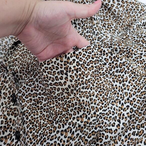VINTAGE 90s cheetah animal print short‎ sleeve button up shirt dress volup 2X - Picture 7 of 10